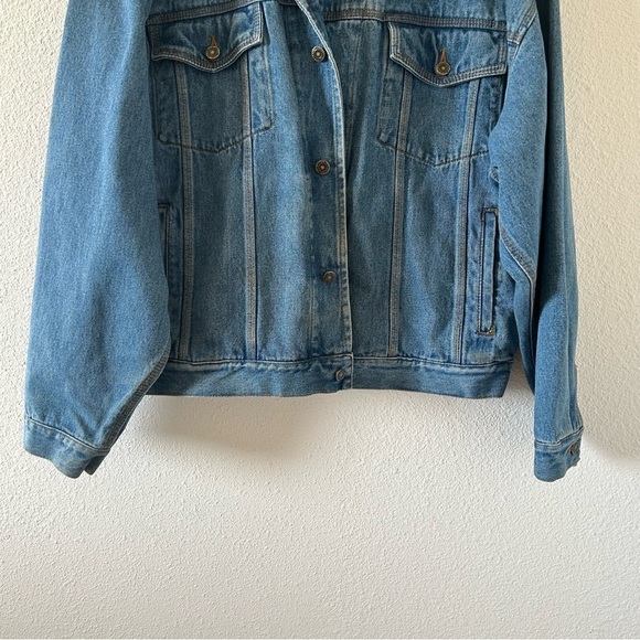 VTG WoodLake Men’s Chore Trucker Jacket XL Leather Denim Rodeo Cowboy Barn Work - Picture 2 of 16